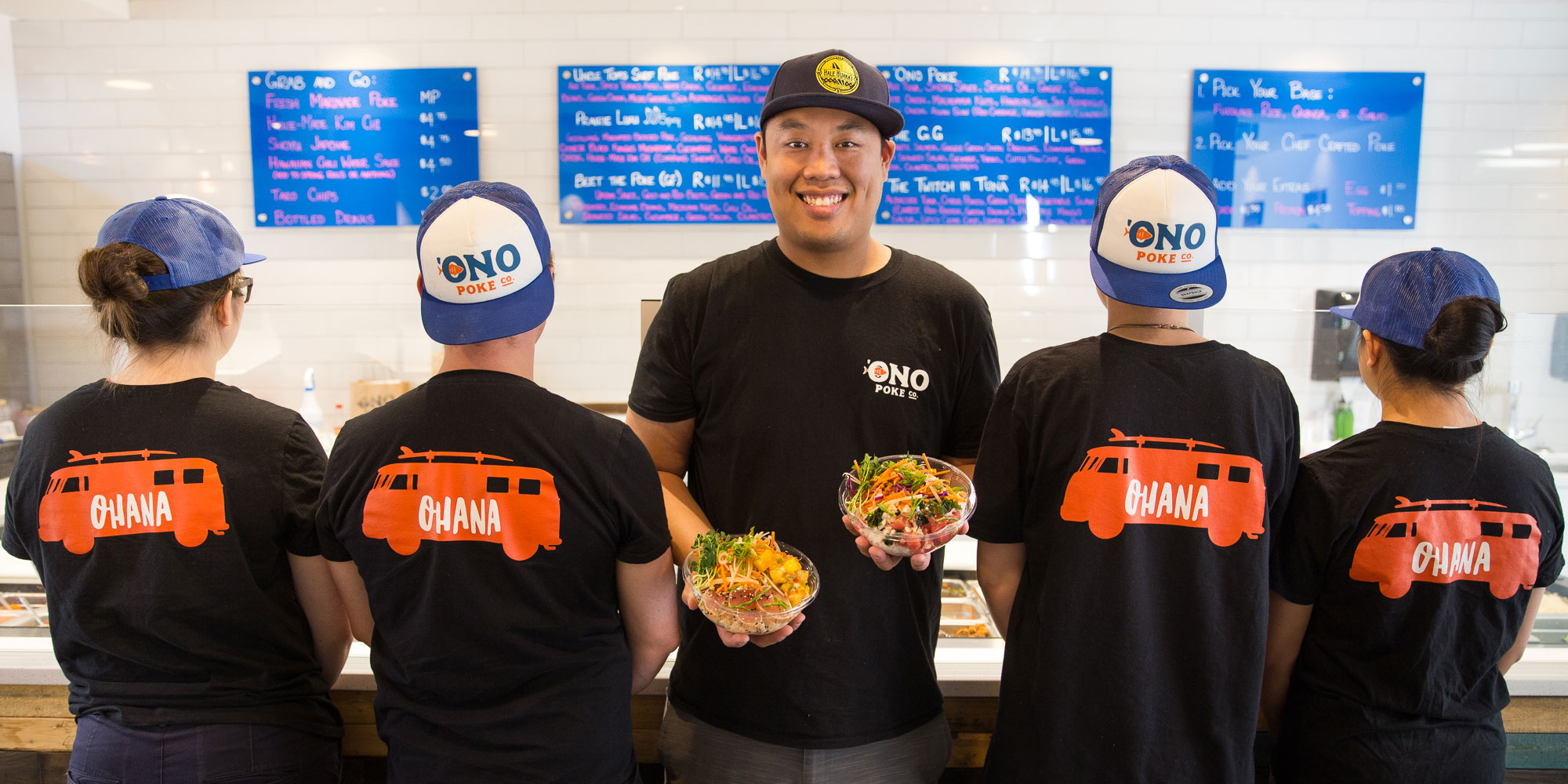 lawrence hui and staff at ono poke in Edmonton