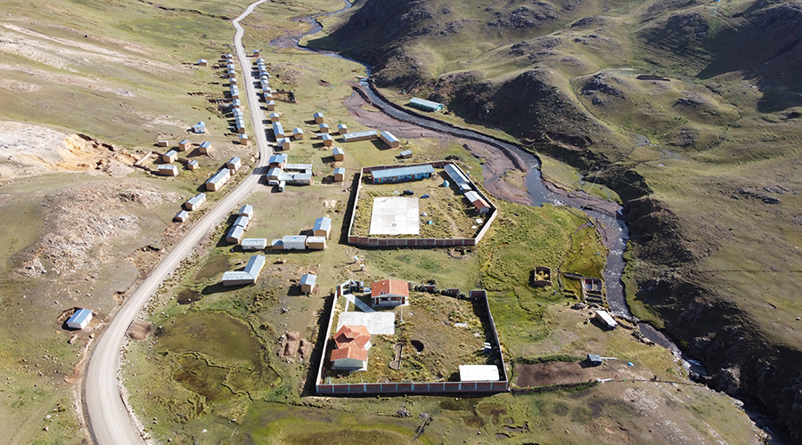 Aerial view of the village of Ccollpapata, Peru