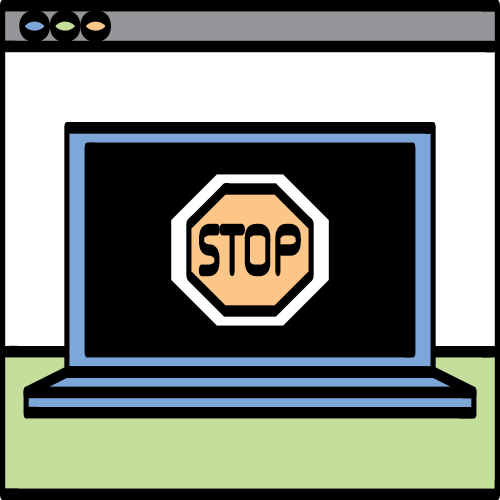 illustration of a laptop with a stop sign on the screen