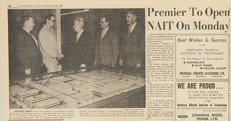 An Edmonton Journal story about the opening of NAIT