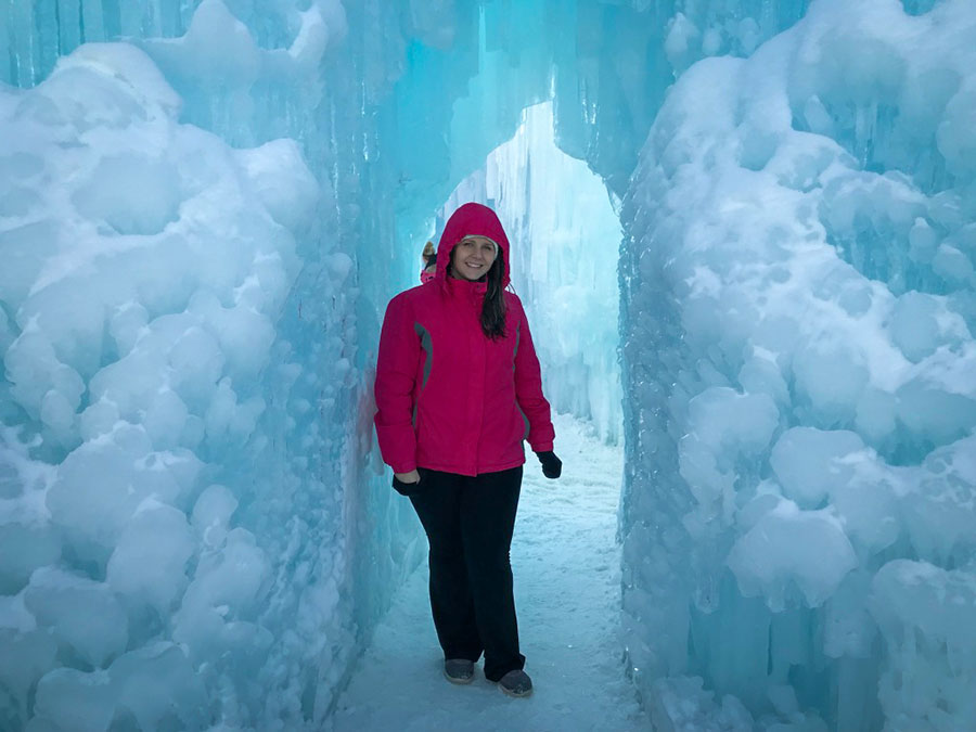 Alessandra Medeiros, nait bachelor of technology grad and international student, at Edmonton's ice castle
