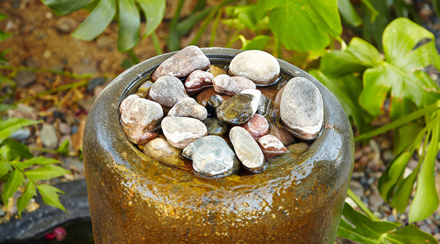bowl of stones water garden