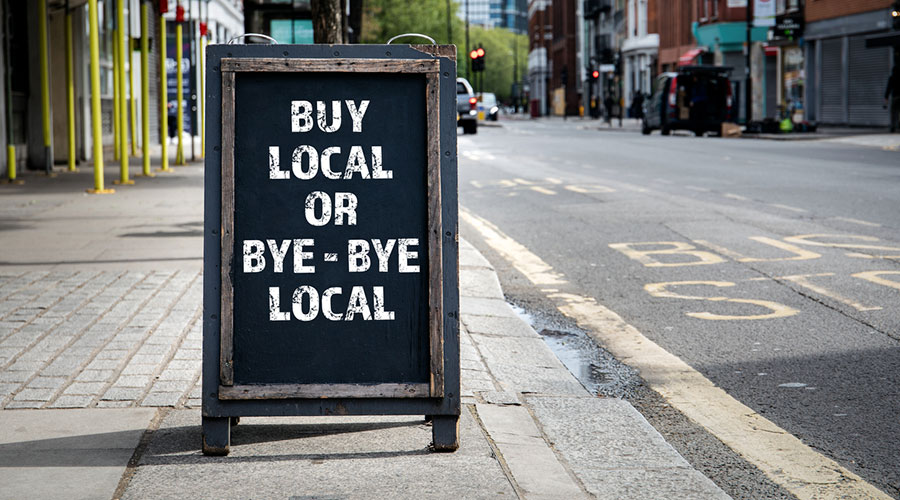 buy local or bye bye local sign