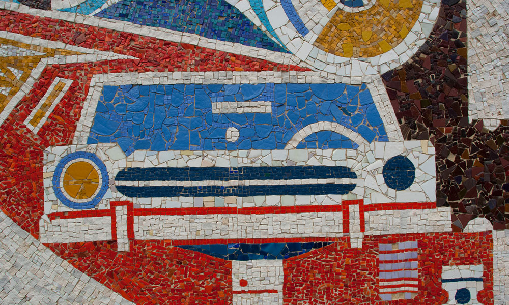 close up of car detail on NAIT's technology mosaic