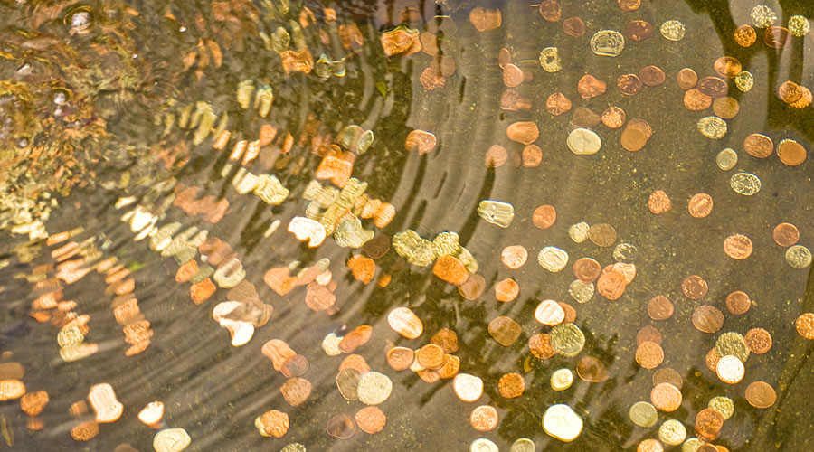 coins in a pond