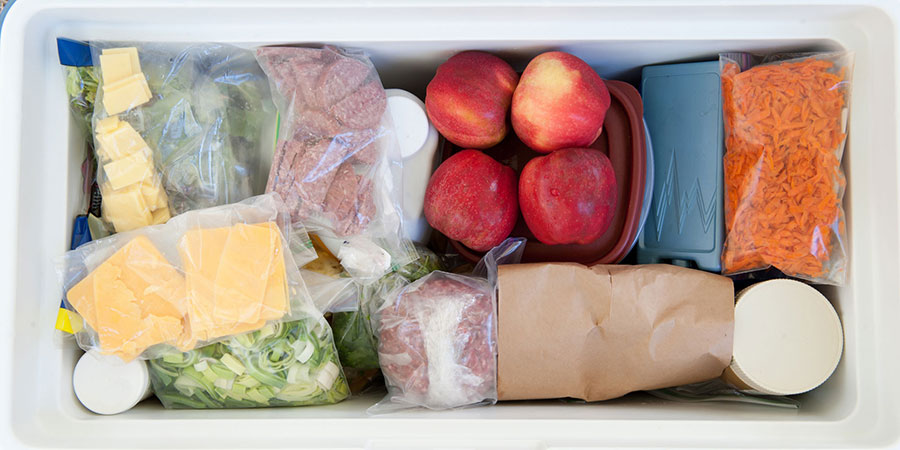 food packed in a cooler