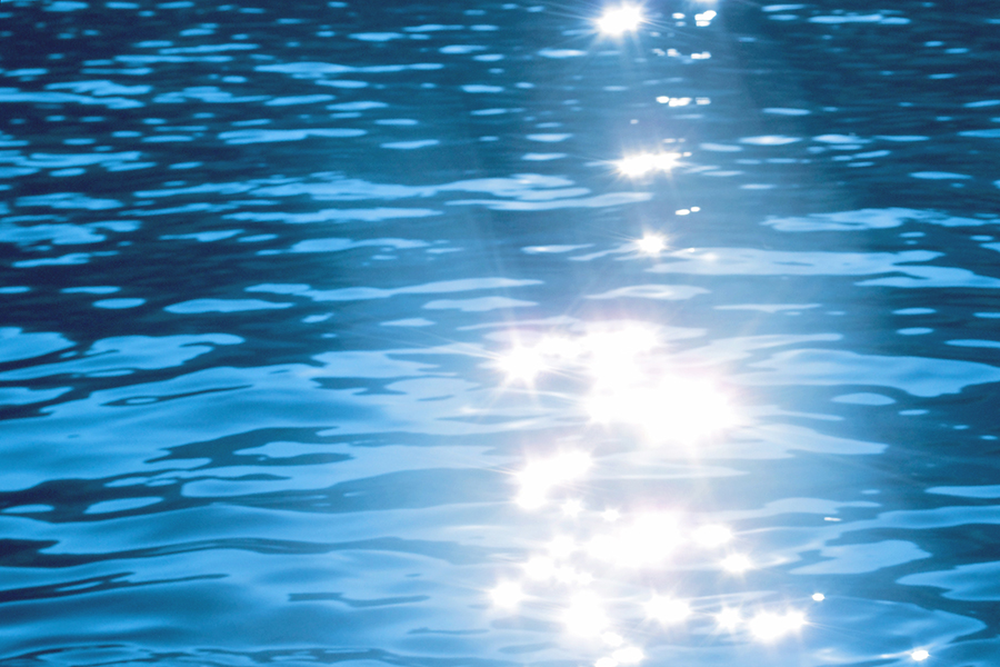 glare on blue water