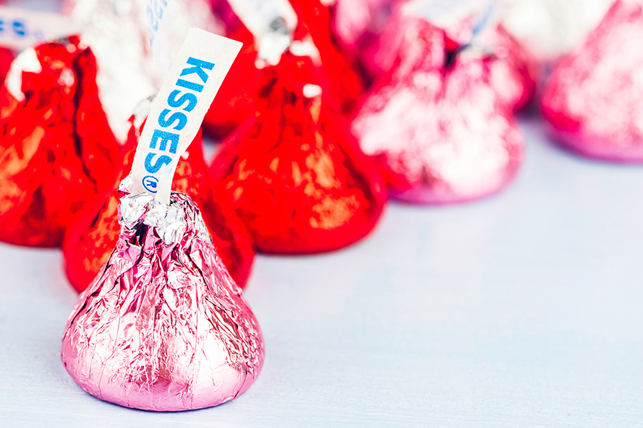 hershey's kisses in pink and red for valentine's day