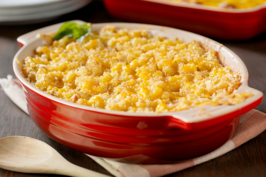 homemade macaroni and cheese with bread crumb topping