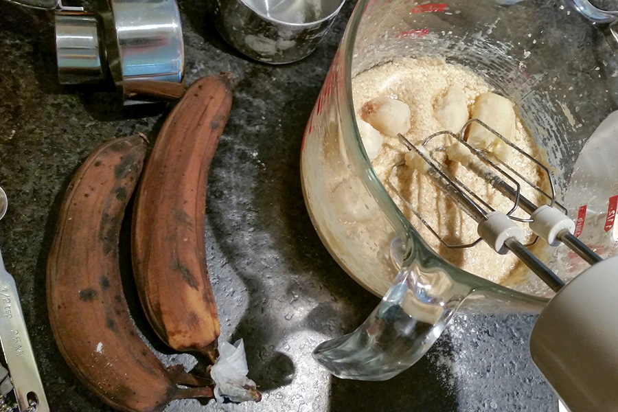 making banana bread