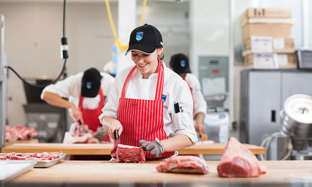 students in nait's professional meatcutting and merchandising program