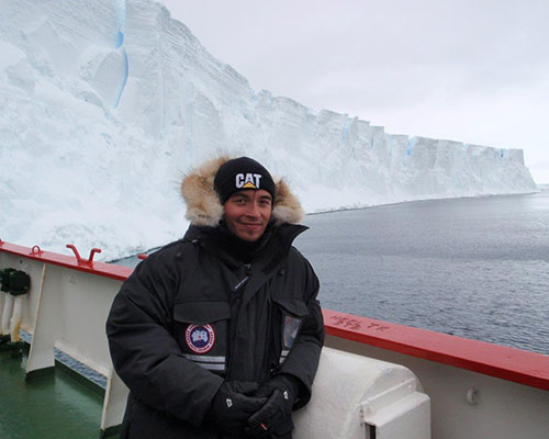 Spencer Smirl on the boat to Antarctica