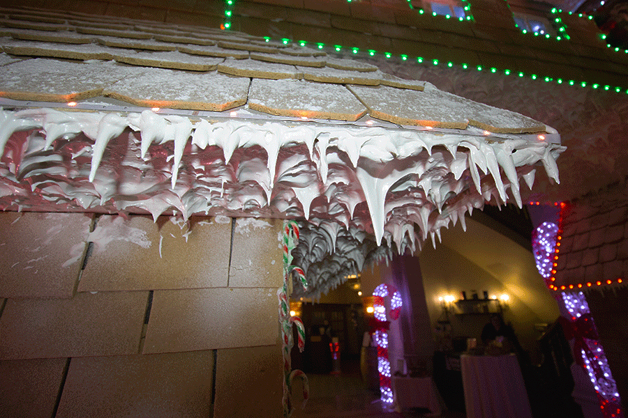 icicles made from royal icing on the gingerbread house at the fairmont hotel macdonald