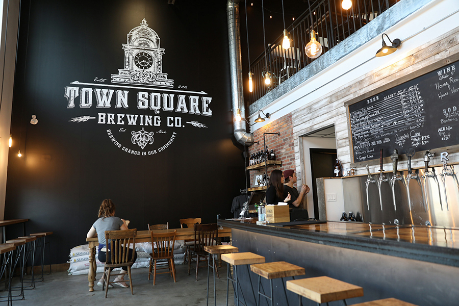 the interior of Town Square Brewing's tap room
