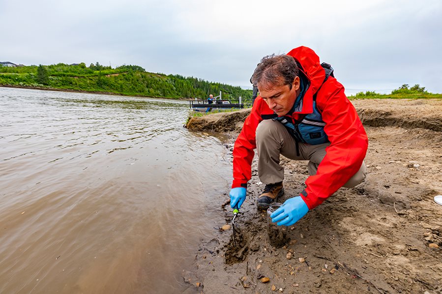 Dr. Paolo Mussone on the banks for the North Saskatchewan River